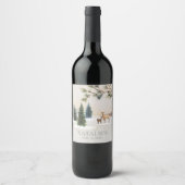 Elegante Winter Woodland Babydusche Weinetikett (Vorderseite)