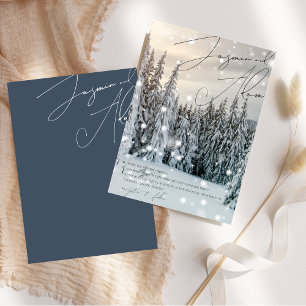 Elegante Winter-Wunderland-Schneewald-Hochzeit Einladung