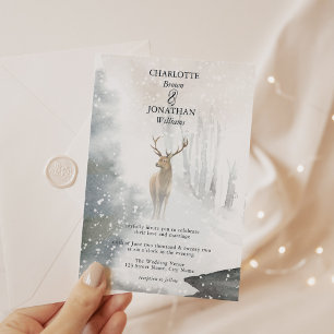 Elegante Winter-Zauberwald-Hochzeit Einladung