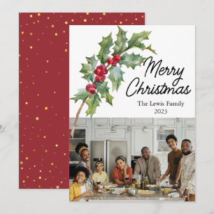 Elegante Winterbeeren-Feiertagskarte Feiertagskarte