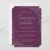 Elegante Winterberry Modern Leaf Motif Erntedank Einladung (Vorderseite)