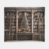 Elegante Winterbibliothek Fleecedecke (Vorderseite (Horizontal))