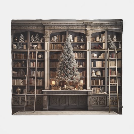 Elegante Winterbibliothek Fleecedecke (Vorderseite (Horizontal))