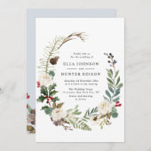 elegante Winterblüte Hochzeitseinladung Einladung (Vorne/Hinten)