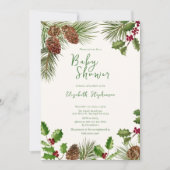 Elegante Wintergrün-Babyshower Einladung (Vorderseite)