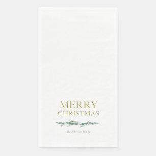 Elegante Wintergrün Frohe Weihnachten Serviette