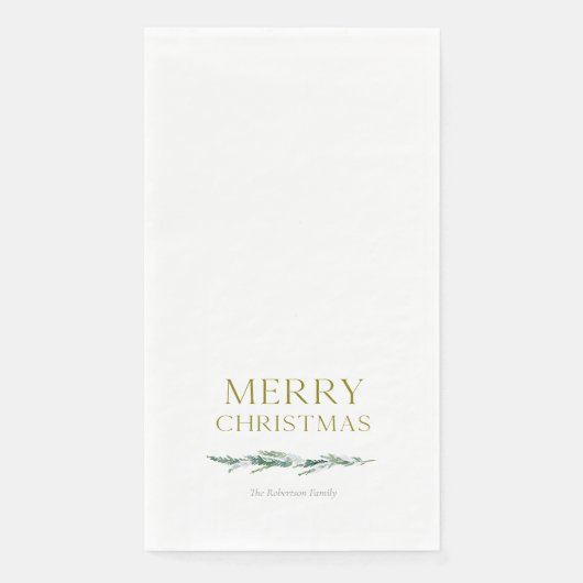 Elegante Wintergrün Frohe Weihnachten Serviette (Vorderseite)