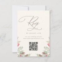 Elegante Wintergrün-Wasserfarben-Hochzeits-QR-RSVP