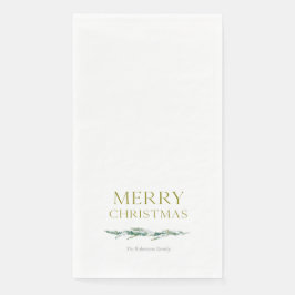 Elegante Wintergrün Weihnachtsgrüße Serviette