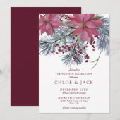 Elegante Wintergrüne Hochzeit Einladung (Vorne/Hinten)