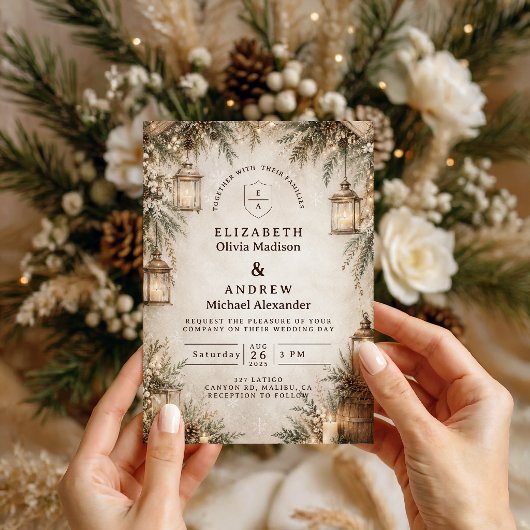 Elegante Winterhochzeit Einladung