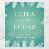 Elegante Winterhochzeit Personalisiert Weinetikett (Einzelnes Label)