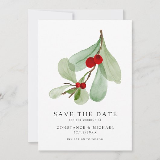 Elegante Winterhochzeit Save The Date (Vorderseite)