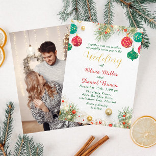 Elegante Winterhochzeit Weihnachten Hochzeit Einladung