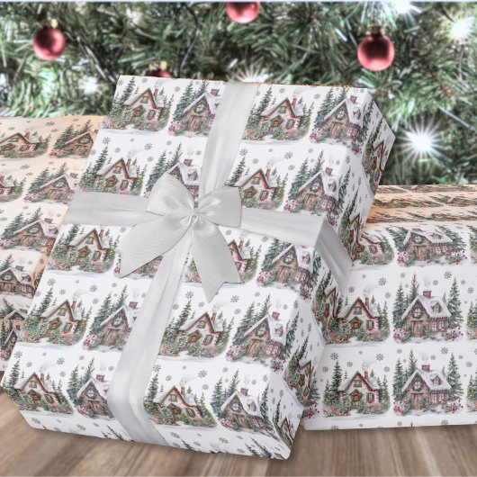 Elegante Winterhütte Weihnachten Geschenkpapier