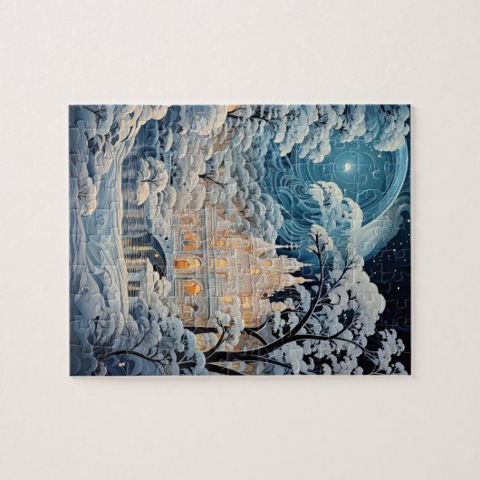 Elegante Winterkapelle Weihnachtsfeiertag Puzzle (Horizontal)