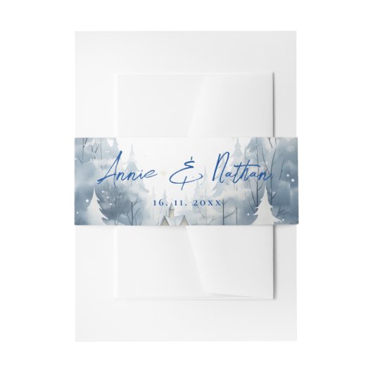 Elegante Winterlandschaft Hochzeit im Schnee Einladungsbanderole (Vorderseite Beispiel)