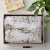 Elegante Winterlandschaft mit Vogel und Ornamenten Seidenpapier (Geschenk)