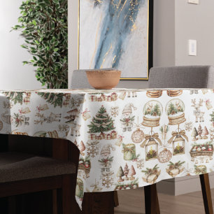 Elegante Winterlandschaft mit Vogel und Ornamenten Tischdecke