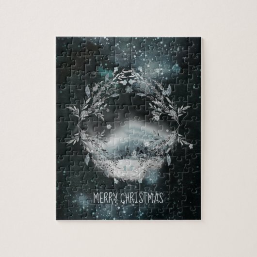 Elegante Winterlandschaft Vignette Familienspass W Puzzle (Vertikal)