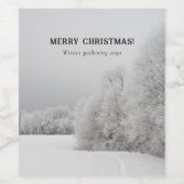 Elegante Winterlandschaft Weihnachten Weinetikett (Einzelnes Label)