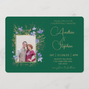Elegante winterliche Hochzeit mit Laub Einladung