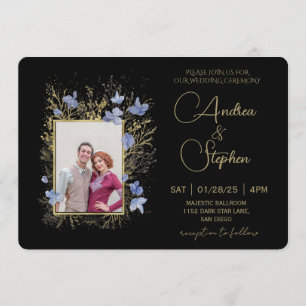 Elegante winterliche Hochzeit mit Laub Einladung