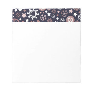 Elegante winterliche roségoldene Metallschneeflock Notizblock