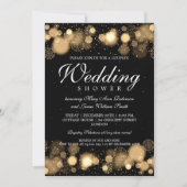 Elegante Winterpaare Dusche Gold Lights Einladung (Vorderseite)