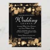 Elegante Winterpaare Dusche Gold Lights Einladung (Vorne/Hinten)