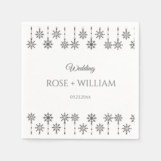 Elegante Winterschneeflocken Hochzeit Serviette (Vorderseite)