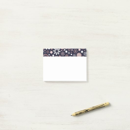 Elegante Winterschneeflocken in der Rose Post-it Klebezettel (Auf Schreibtisch)