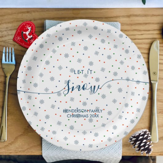 Elegante Winterschneeflocken Pappteller