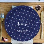 Elegante Winterschneeflocken Pappteller