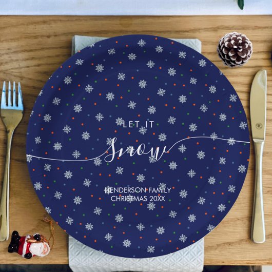 Elegante Winterschneeflocken Pappteller