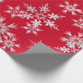Elegante Winterschneeflocken | Roter Hintergrund Geschenkpapier (Ecke)
