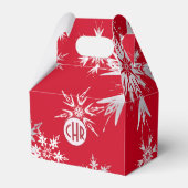 Elegante Winterschneeflocken | Roter Hintergrund Geschenkschachtel (Rückseite)