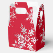 Elegante Winterschneeflocken | Roter Hintergrund Geschenkschachtel (Geöffnet)