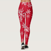 Elegante Winterschneeflocken | Roter Hintergrund Leggings (Rückseite)