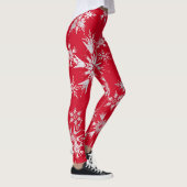 Elegante Winterschneeflocken | Roter Hintergrund Leggings (Rechts)