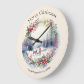 Elegante Winterschneeszene Große Wanduhr (Winkel)