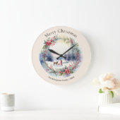 Elegante Winterschneeszene Große Wanduhr (Zuhause)