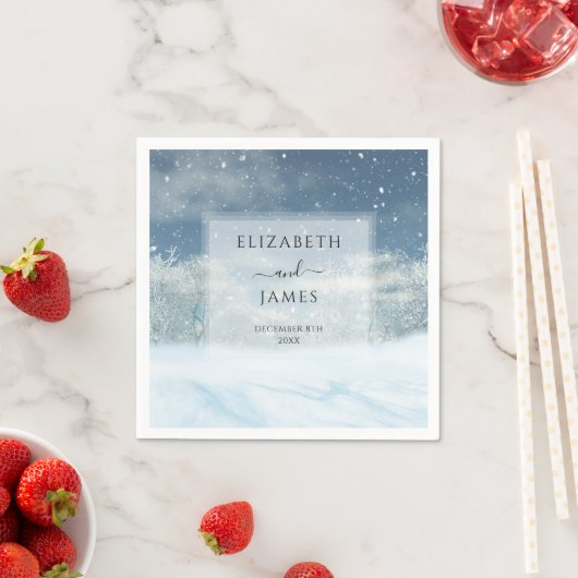 Elegante Winterschneewaldhochzeit Serviette (Beispiel)