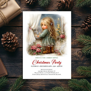 Elegante Winterszene Mädchen Klassische Feiertags- Einladung