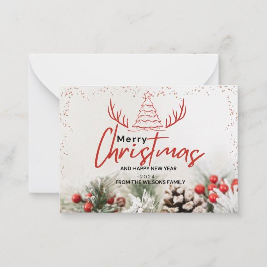 elegante Wintertage modern rustikal Mitteilungskarte (Vorderseite)