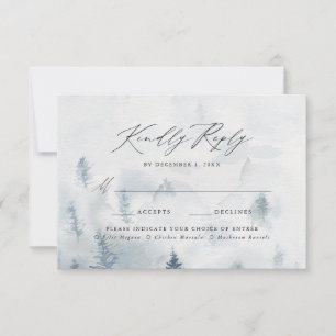 Elegante Winterwald-Hochzeitsmenüwahl RSVP Karte