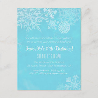 Elegante Winterwonderland Snowflake Geburtstagspar Einladung