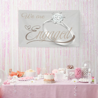 Elegante „Wir sind verlobt“ Verlobungsfeier Banner