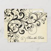 Elegante Wirbel Ankündigung Datum freihalten Postk (Vorne/Hinten)