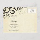 Elegante Wirbel Ankündigung Datum freihalten Postk (Rückseite)